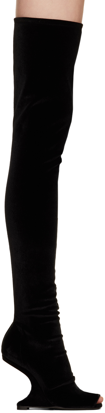 Rick Owens Cantilever Over-the-knee Boots In Black