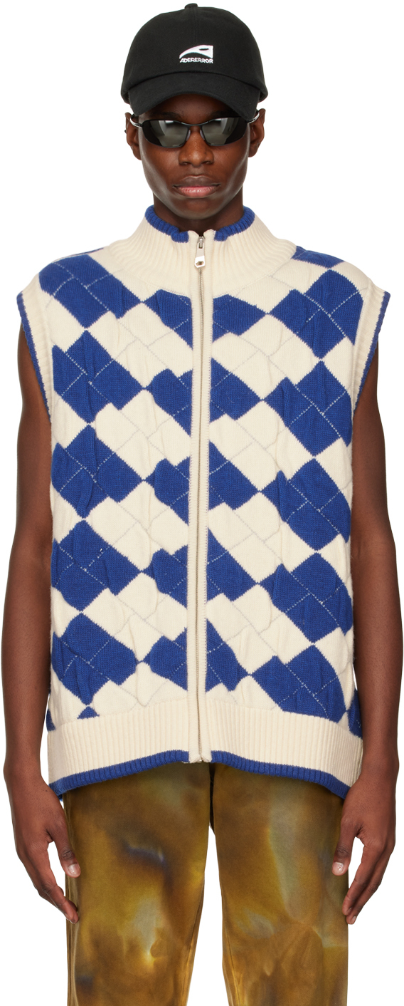 Blue & White Tenit Vest