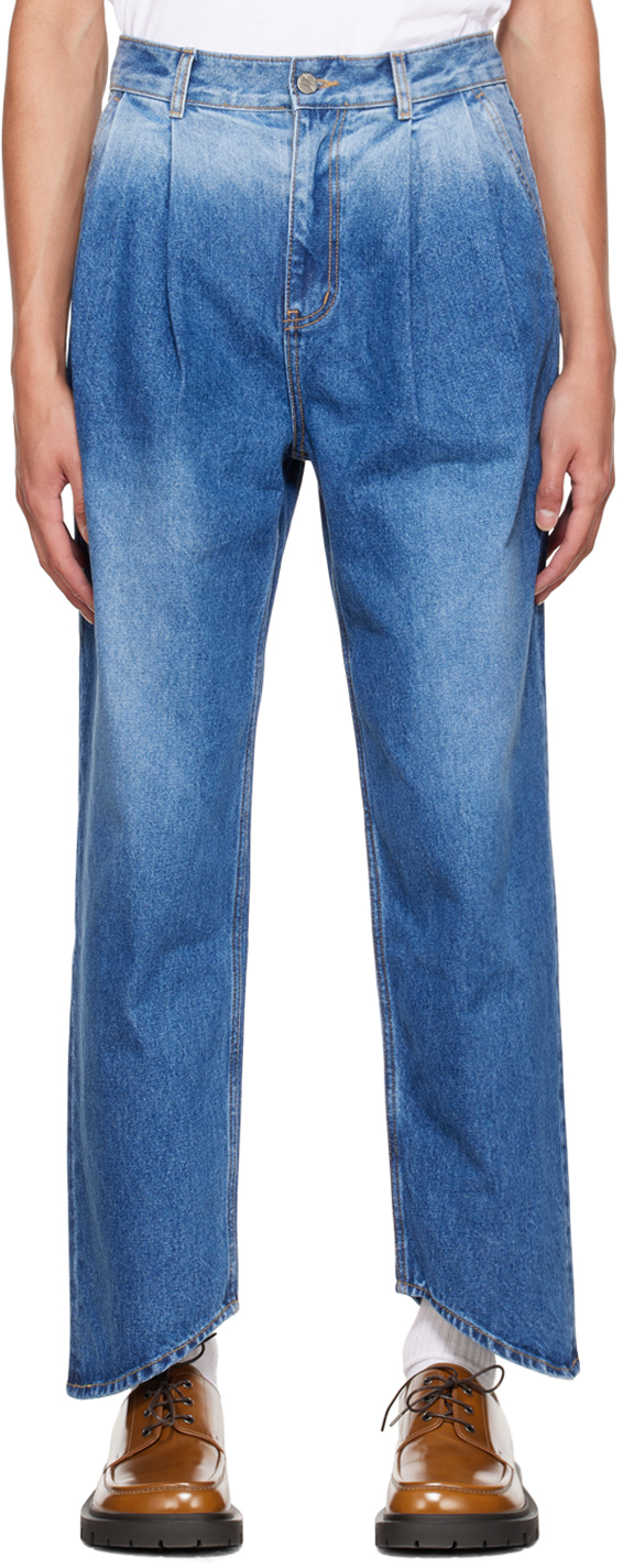 Blue Pleated Jeans by ADER error on Sale