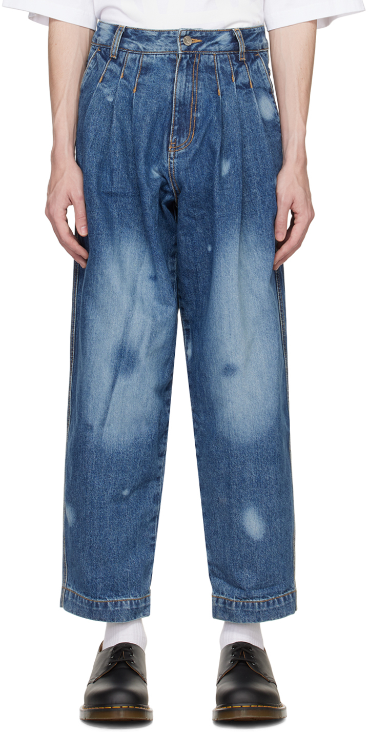 Ader Error Blue Pleated Jeans