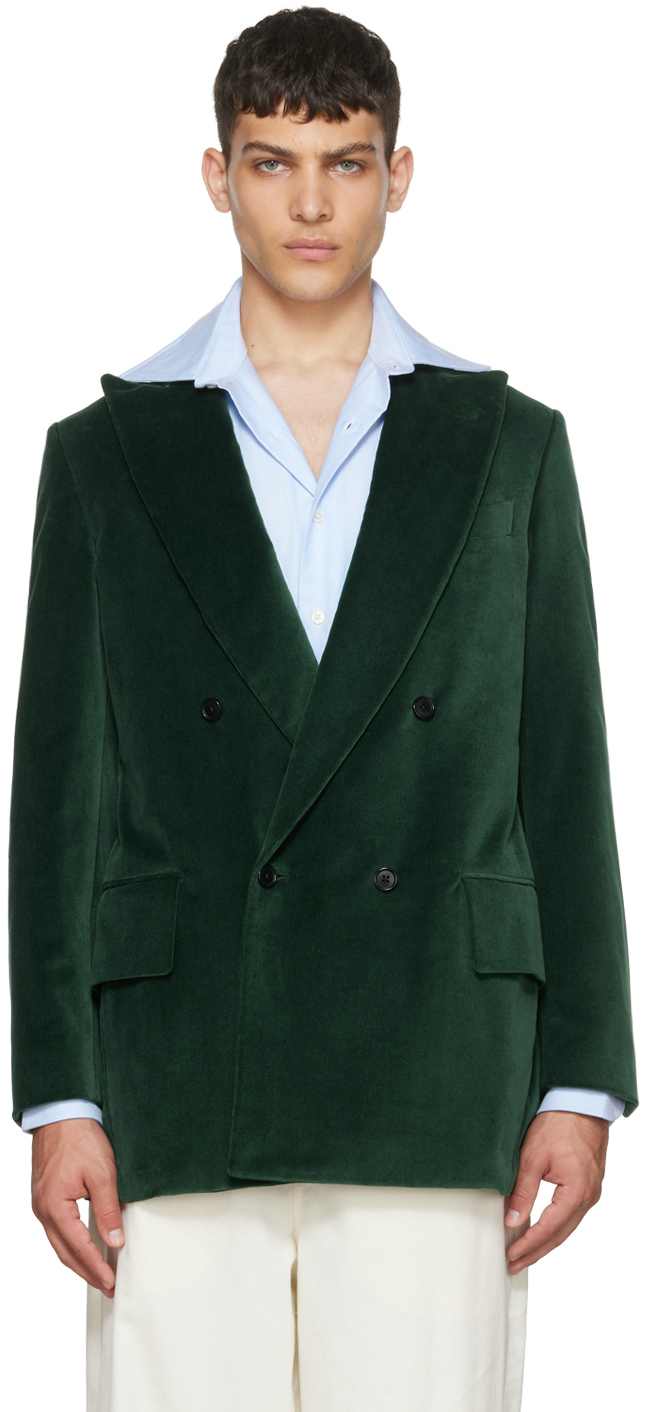 Green Velvet Double Breasted Jacket