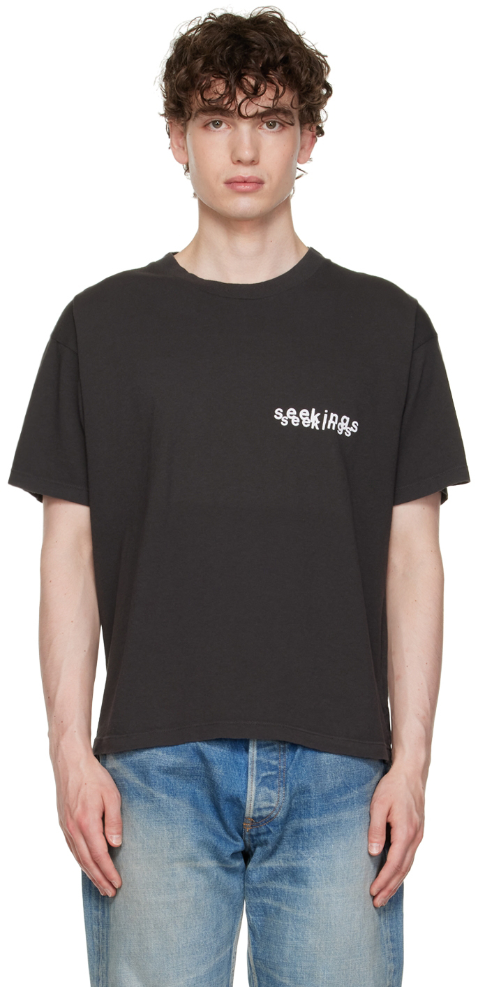 SEEKINGS: 黑色 B. Thom Stevenson 联名 Double Logo T 恤 | SSENSE