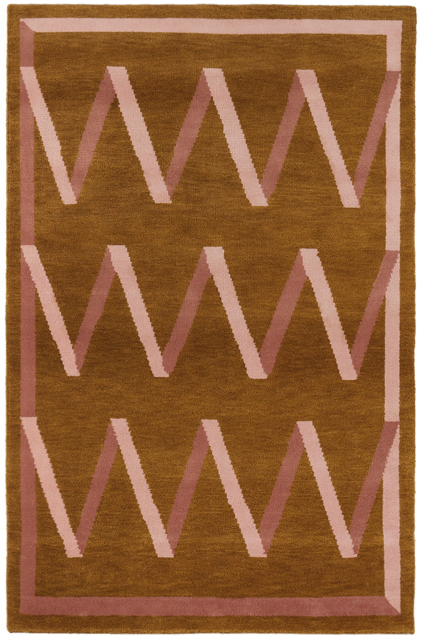 Nordic Knots Brown Campbell-rey Folding Ribbon Rug In Amber / Pink