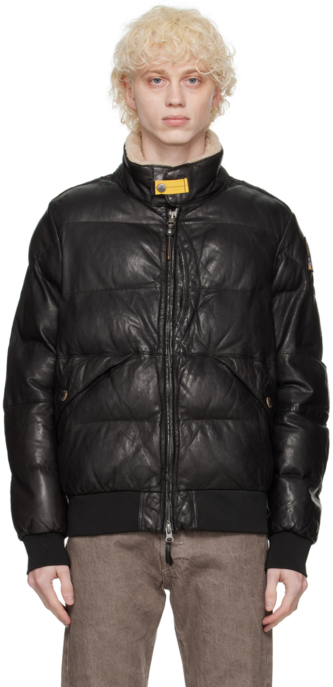 PARAJUMPERS BLACK ALF LEATHER JACKET