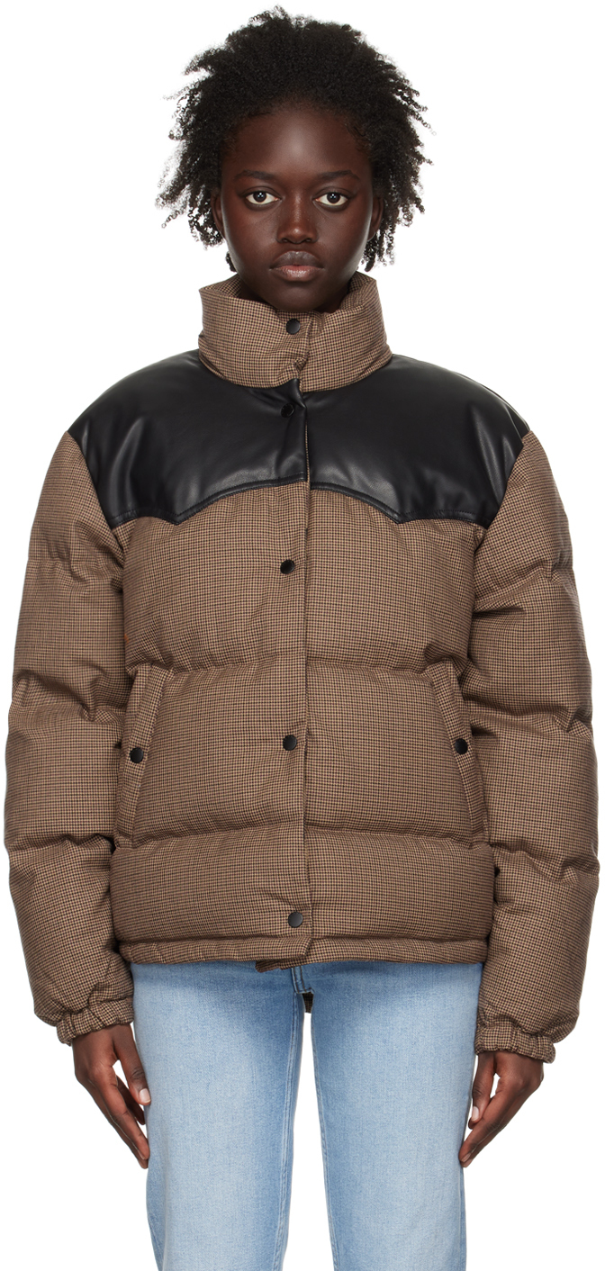 Brown Cal Houndstooth Down Jacket