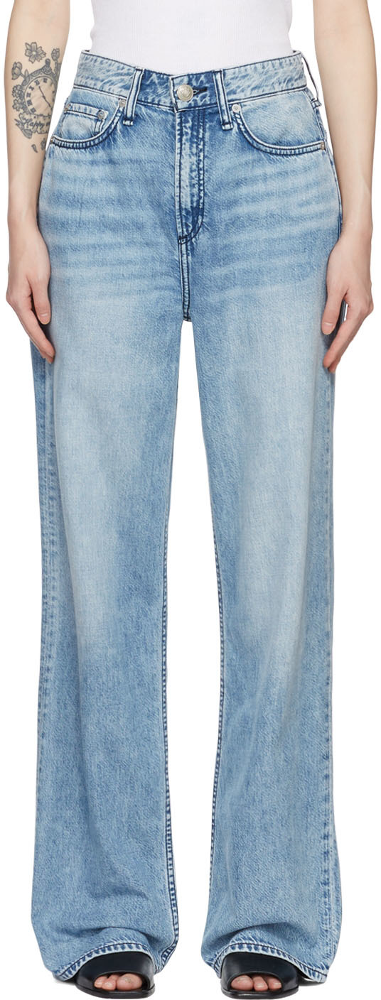 Rag & Bone Denim Relaxed-Fit Jeans Logan Blau in Blau Damen Bekleidung Oberteile Blusen 
