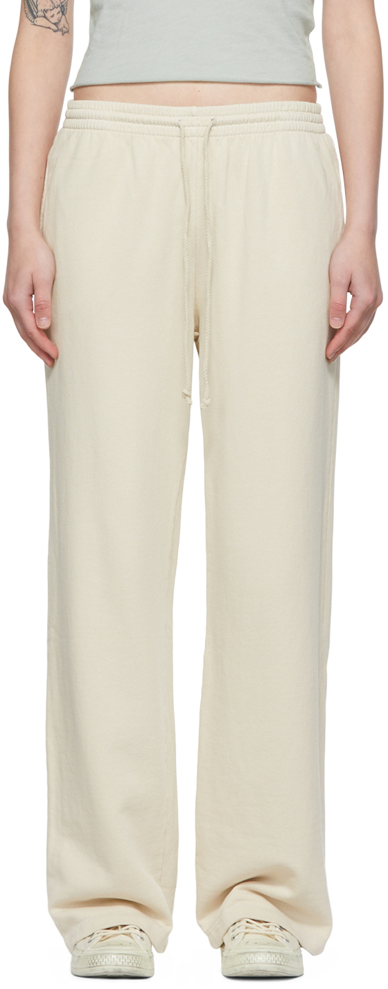 Beige Teddy Lounge Pants by LACAUSA on Sale