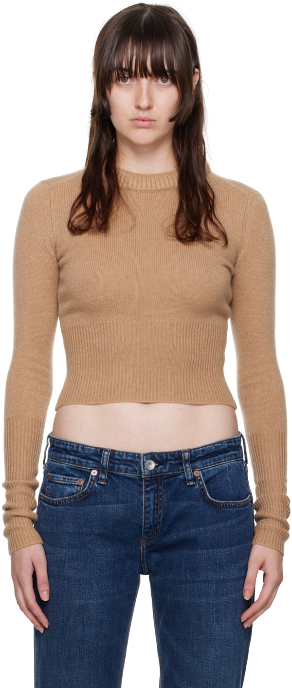 Tan Pierce Slim Crewneck SSENSE Women Clothing Sweaters Sweatshirts 