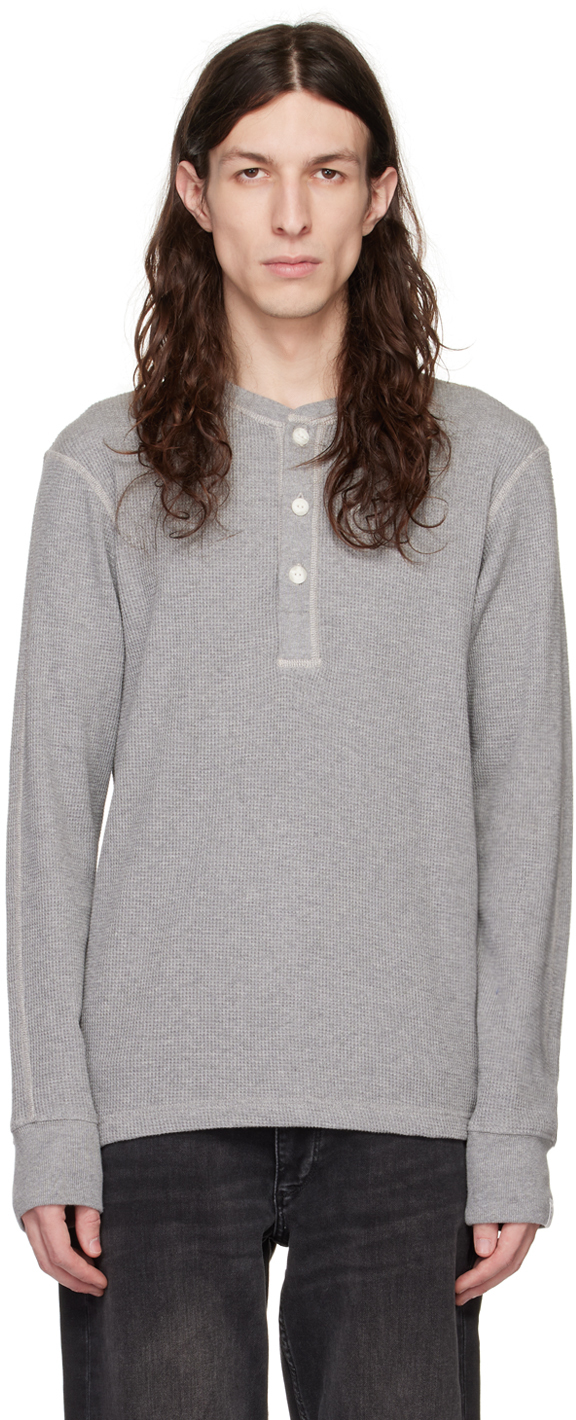 rag & bone: Gray Garment Dyed Henley | SSENSE UK