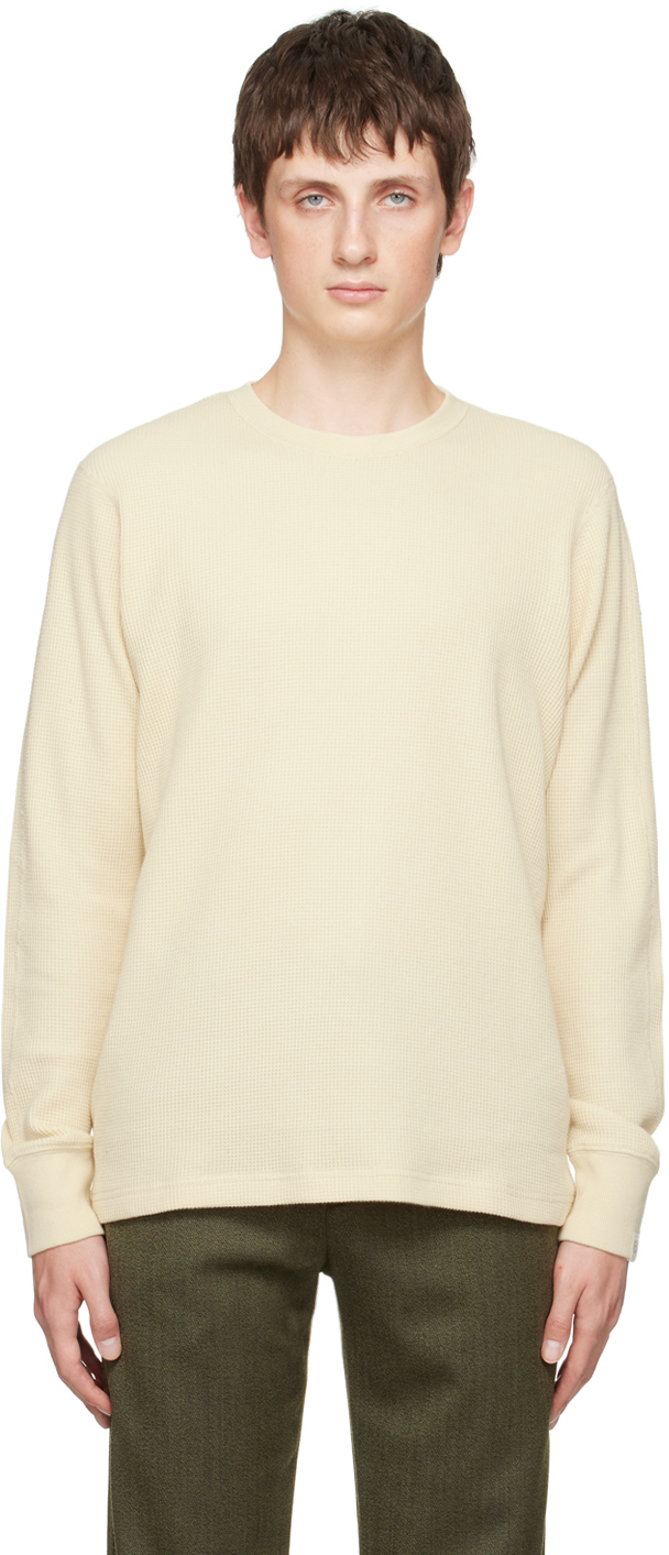 Rag & Bone Off-white Garment Dyed Long Sleeve T-shirt In Ivory