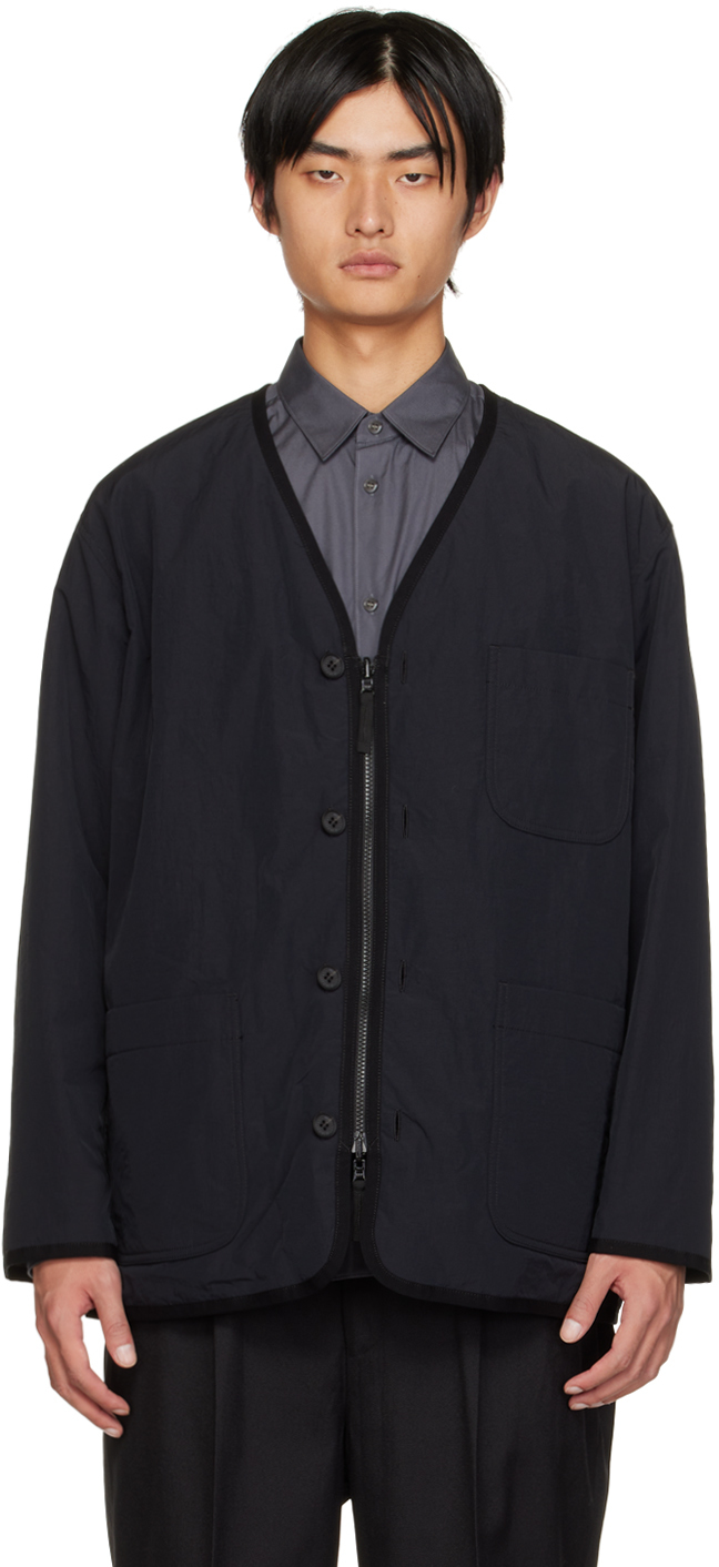 Black V-Neck Jacket by Comme des Garçons Homme on Sale