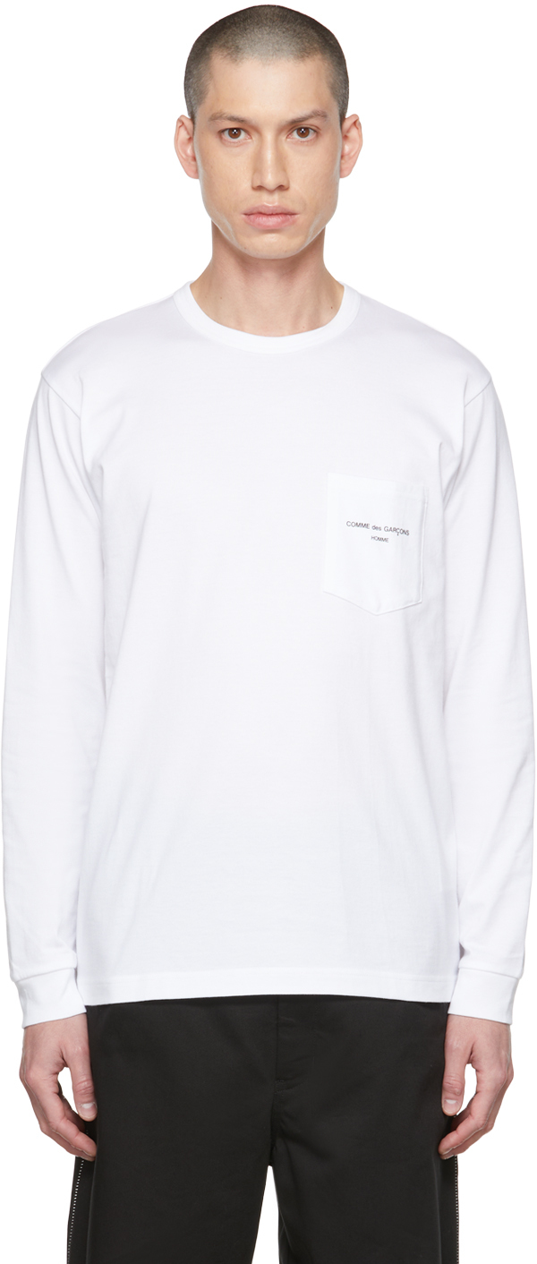 White Pocket Long Sleeve T-Shirt Ssense Uomo Abbigliamento Top e t-shirt Top 