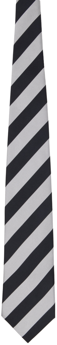 Black & Silver Striped Tie