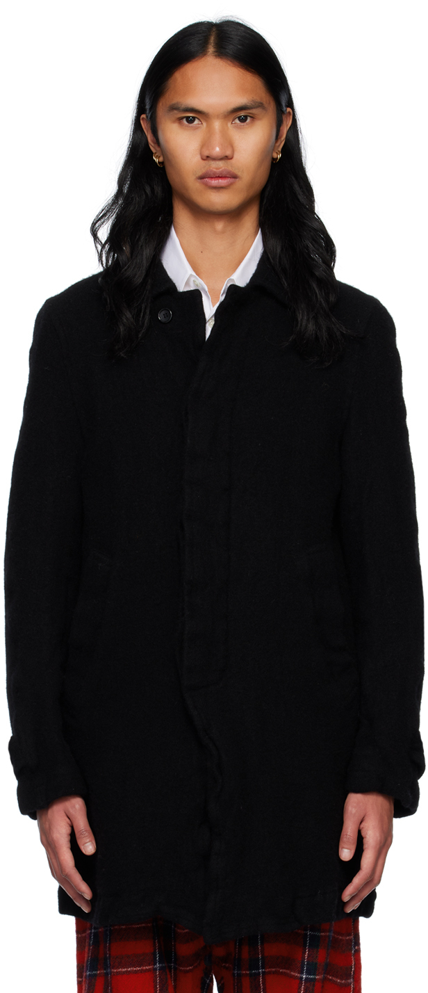 Black Button Tab Coat