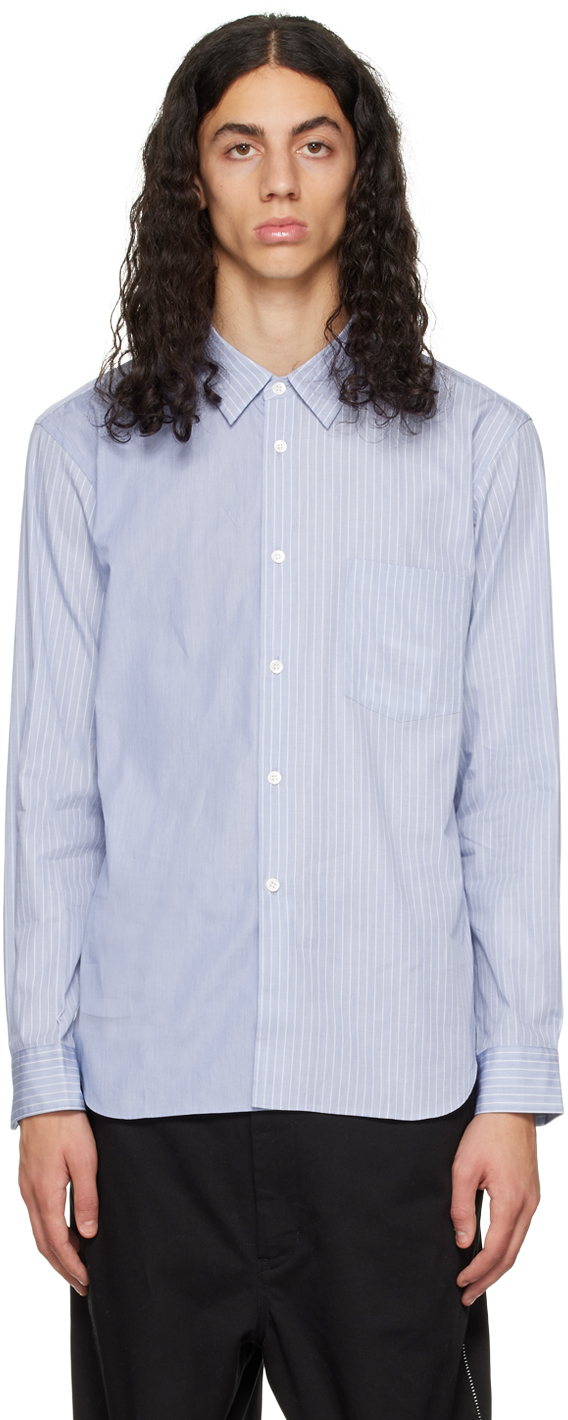 Comme des Garçons Homme Deux: Blue Striped Shirt | SSENSE