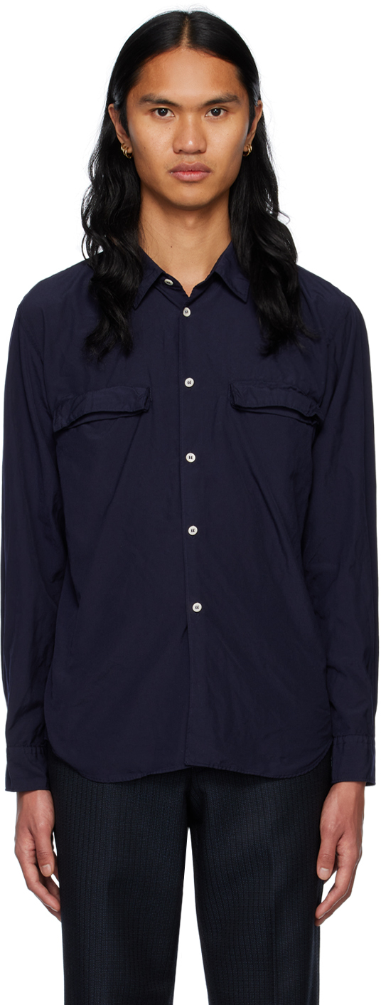 Comme des Garçons Homme Deux: Navy Button Shirt | SSENSE