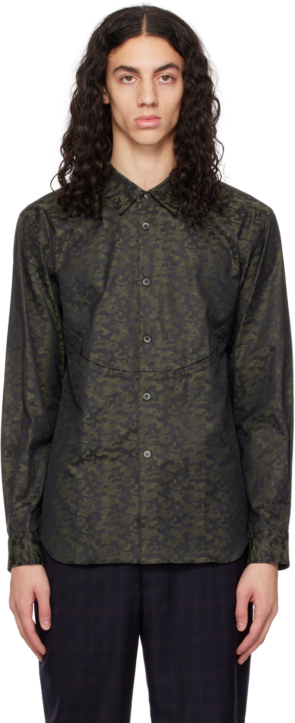 Comme des Garçons Homme Deux: Green Patterned Shirt | SSENSE