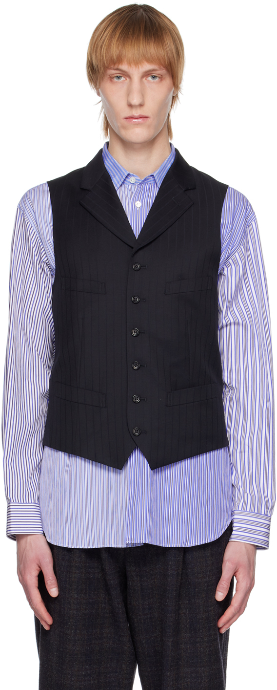 Comme Des Garçons Homme Deux Navy Single-breasted Waistcoat In 1 Navy