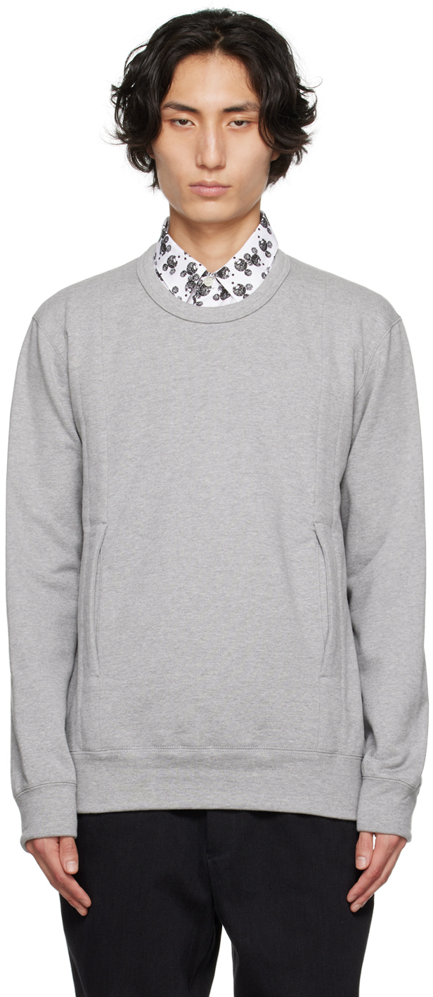 Comme Des Garçons Homme Deux Gray Paneled Sweatshirt In 1 Top Gray
