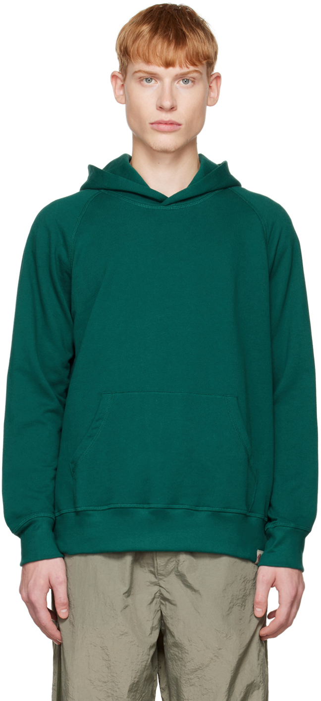 Bather: Green Raglan Sleeve Hoodie | SSENSE UK