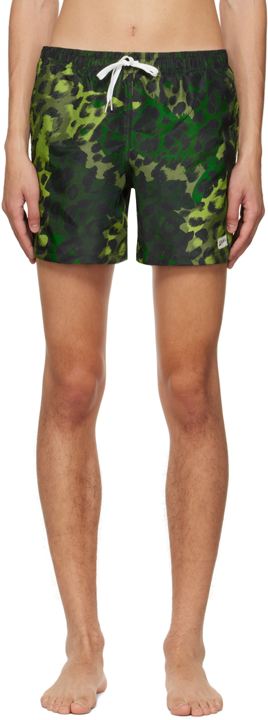 Bather Green Leopard Swim Shorts