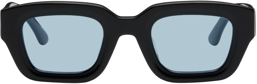 Bonnie Clyde Black Karate Sunglasses In Black/blue | ModeSens