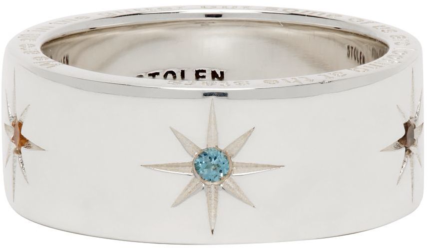 Ssense Uomo Accessori Gioielli Anelli Silver Band Of Lucky Stars Ring 