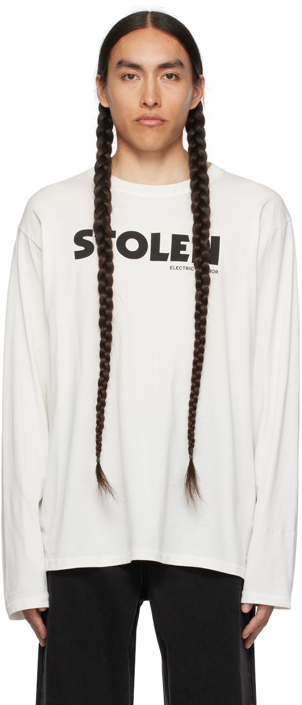 Stolen Girlfriends Club Off-white Printed Long Sleeve T-shirt In Vintage White
