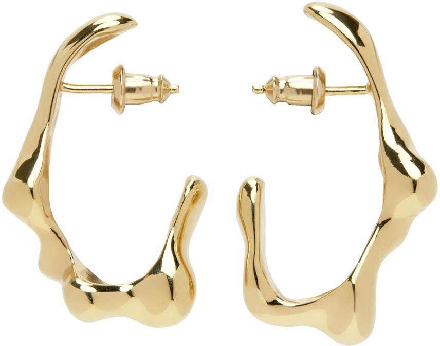 Ssense Uomo Accessori Gioielli Orecchini Gold & White Enamel Essentials Earrings 