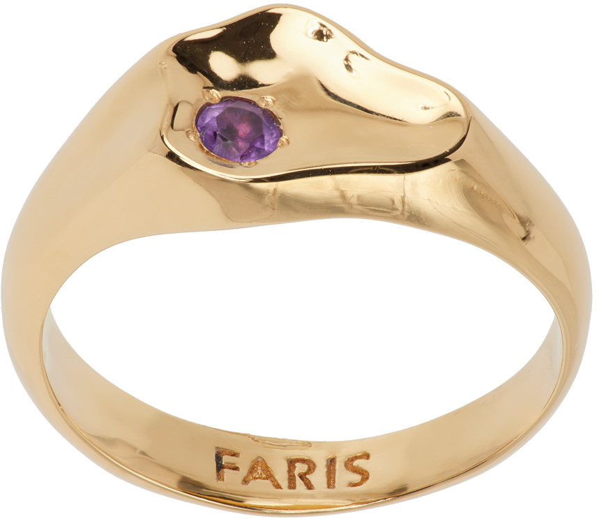 FARIS SSENSE Exclusive Gold Amethyst Ring