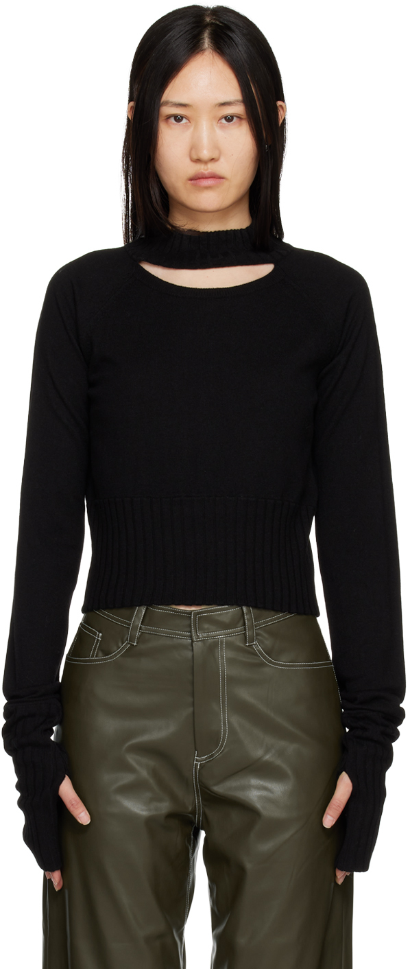 determ; Black Cutout Sweater