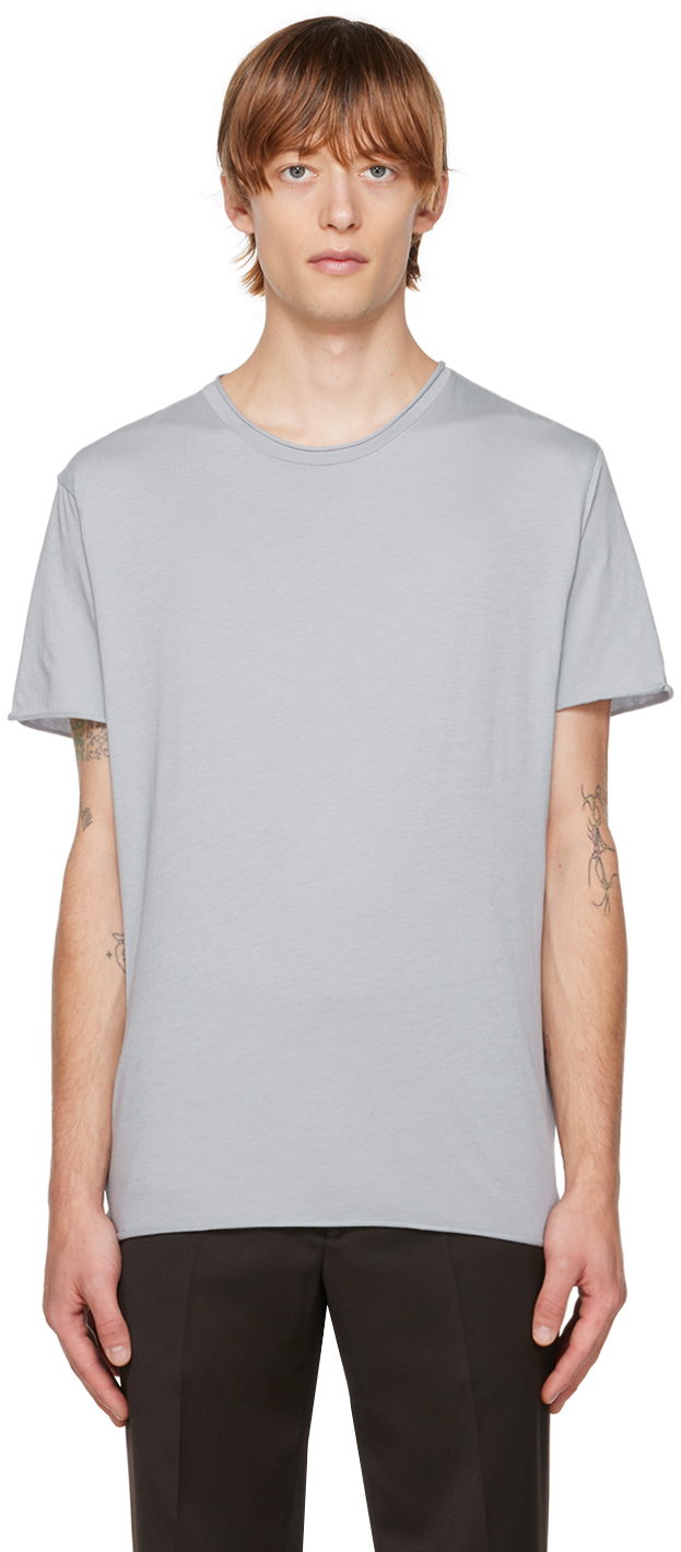 Filippa K Gray Organic Cotton T-shirt In Fog Blue 9459
