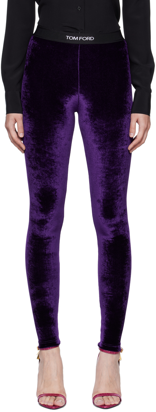Purple Embroidered Leggings