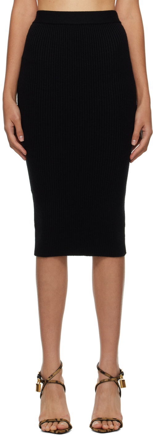 Black Wool Midi Skirt by TOM FORD on Sale