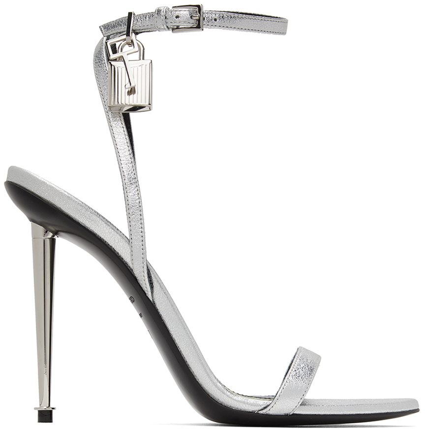 TOM FORD Silver Padlock Pointy Naked Heels