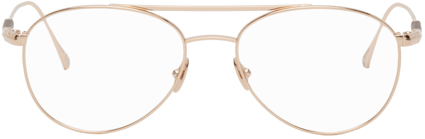 Tom Ford Rose Gold Leather Temple Glasses In 028 Silver