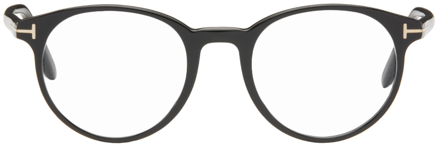 Black Blue Block Round Glasses