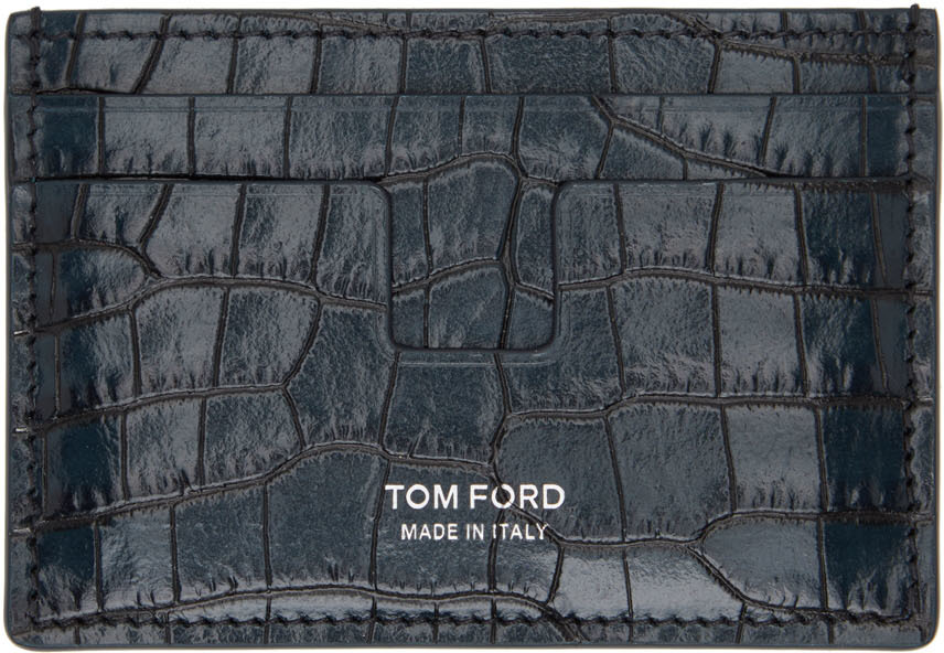 TOM FORD トムフォード T LINE カードケース クロコ型押し 緑 金