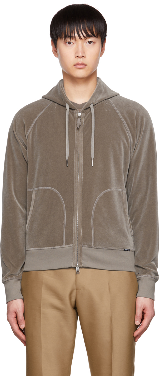 TOM FORD: Brown Zip Hoodie | SSENSE