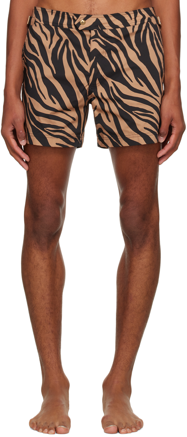 Black & Tan Zebra Swim Shorts