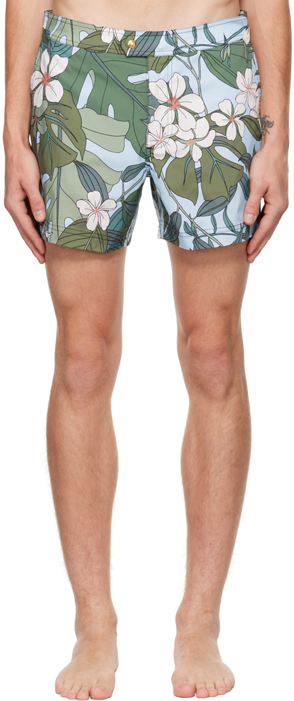Green Floral Swim Shorts