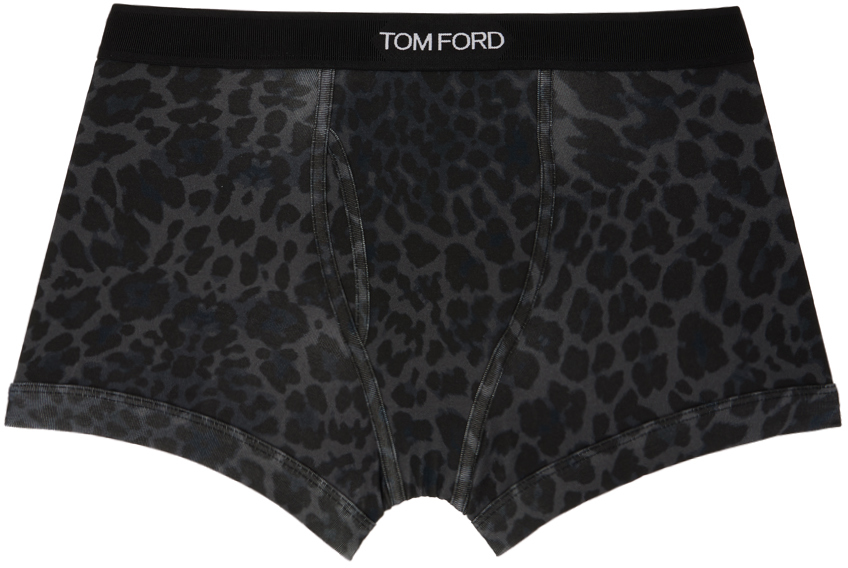 Tom Ford Boxer Gris à Motif Léopard Ssense France