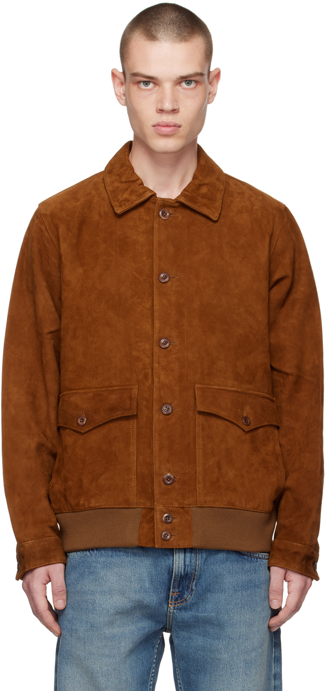 Tan Steve Leather Jacket by Nudie Jeans on Sale