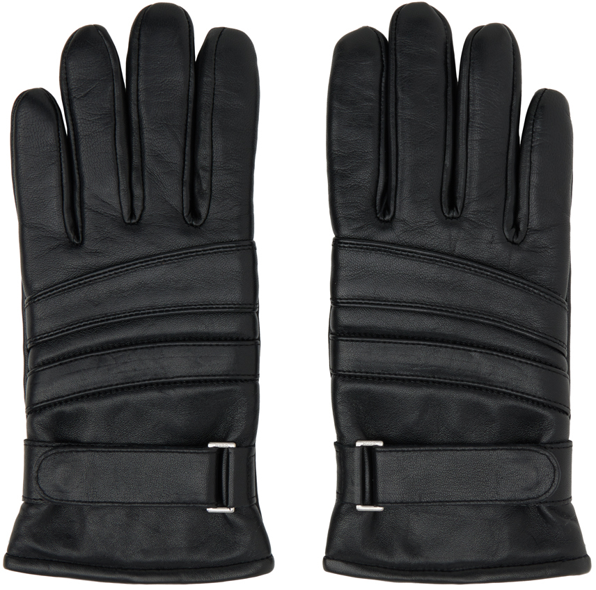 Hugo Black Leather Gloves