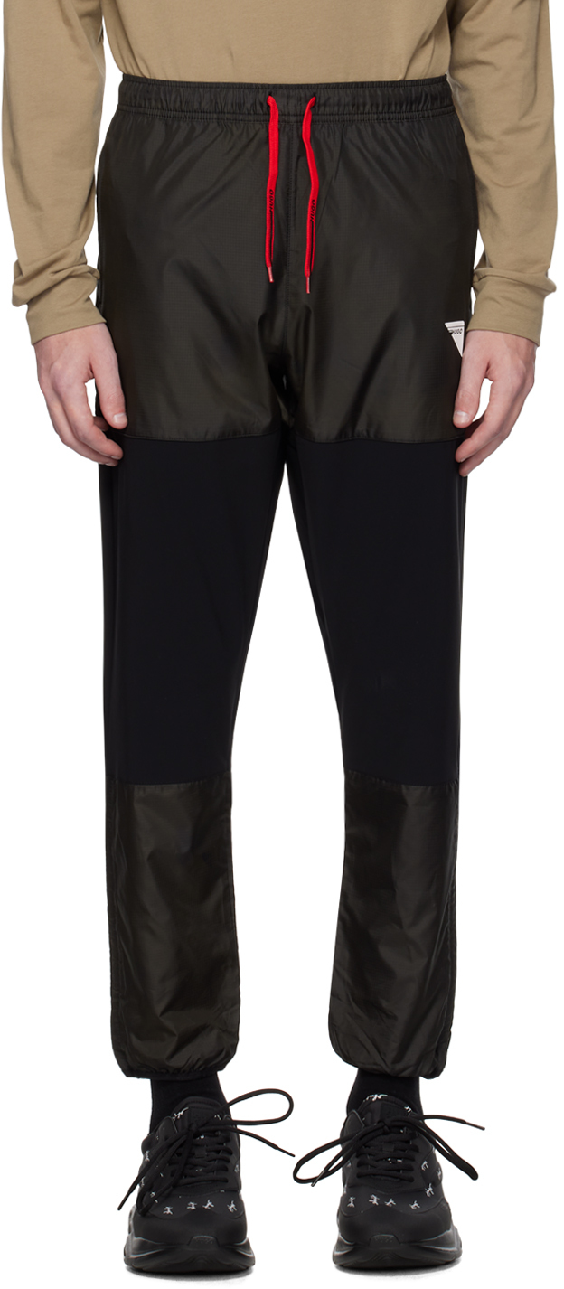 Hugo Black Paneled Track Pants In 1 Black