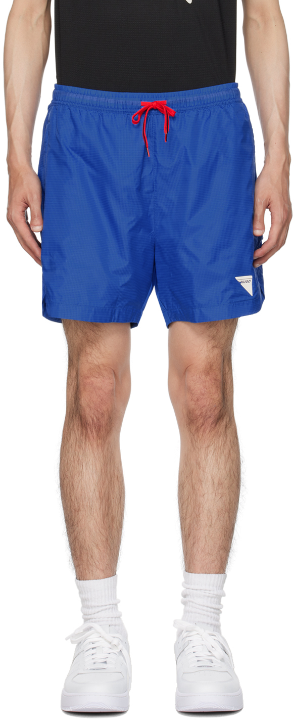 Hugo Blue Reflective Shorts In 435 Bright Blue