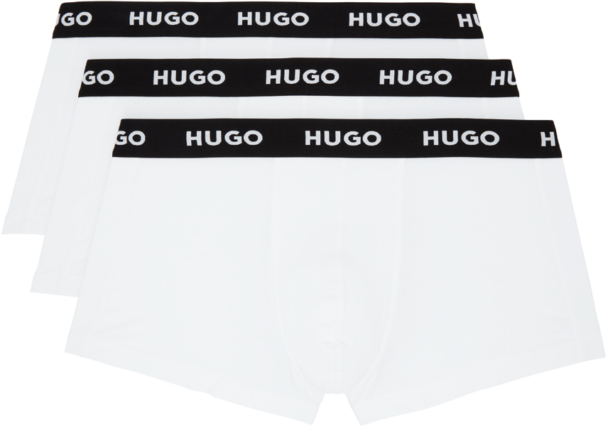 Hugo Three-Pack White Logo Boxer Briefs