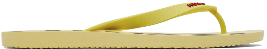 Hugo Yellow Bonded Flip Flops