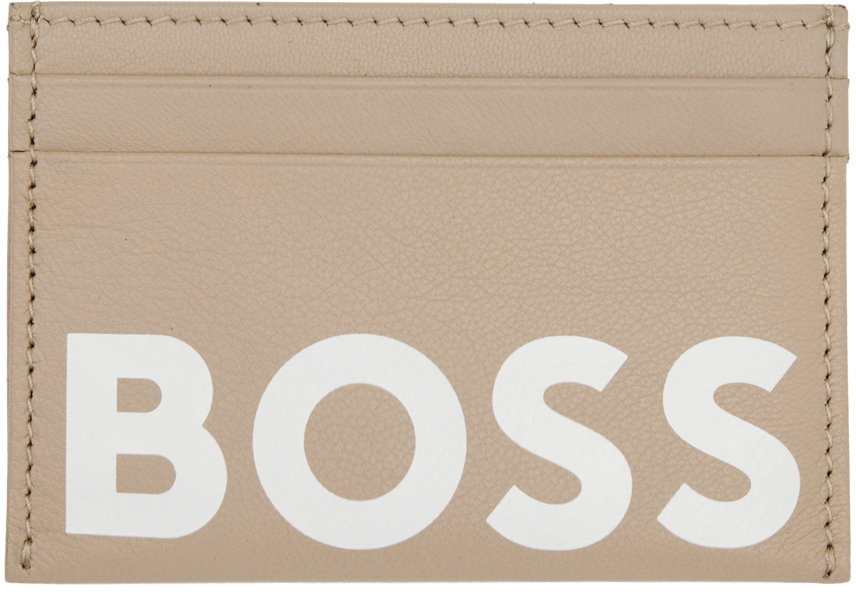 BOSS Beige Logo Card Holder
