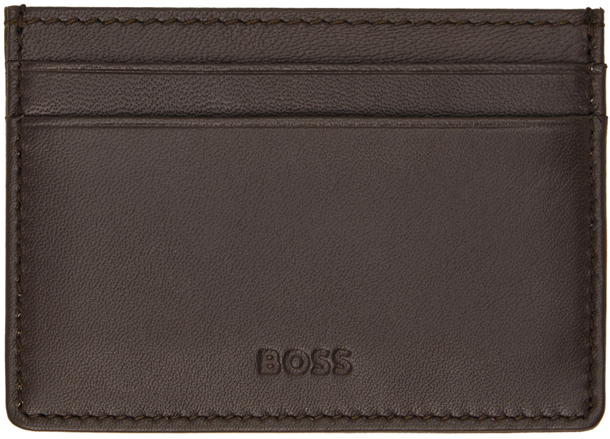 BOSS Brown Embossed Card Holder